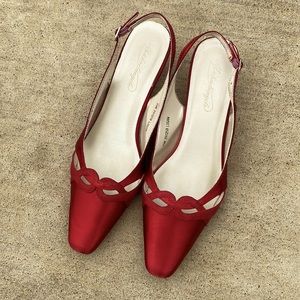David’s bridal red satin heels